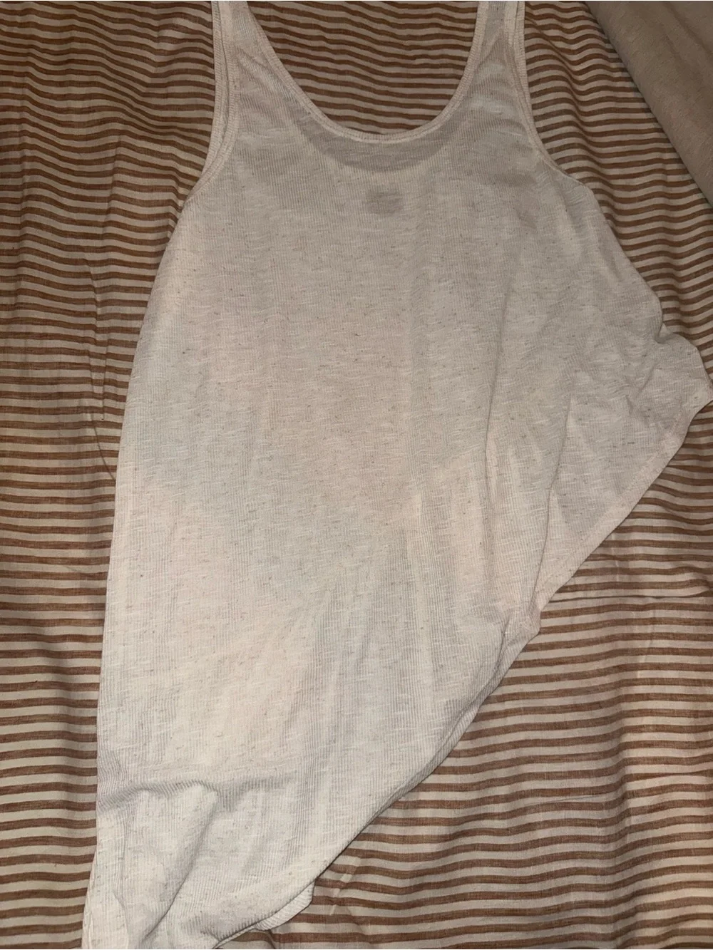 Free People White Ruffle-Trim Tank (NWOT)